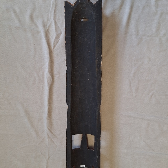 Vintage Large Hand Carved Painted Wood Indonesian Wall Mask - Picture 6 of 9